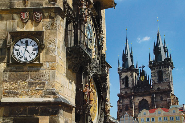 MARKING TIME The Astronomical Clock tower, with Tyn Church in the background