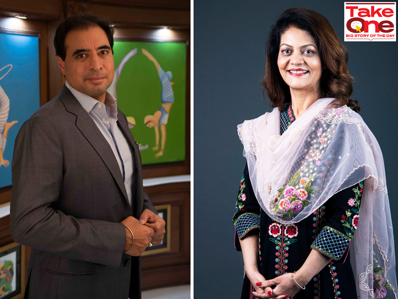 Mohit Burman(left), chairman, Dabur and Rashmi Saluja, who is the executive chairperson of Religare Enterprises